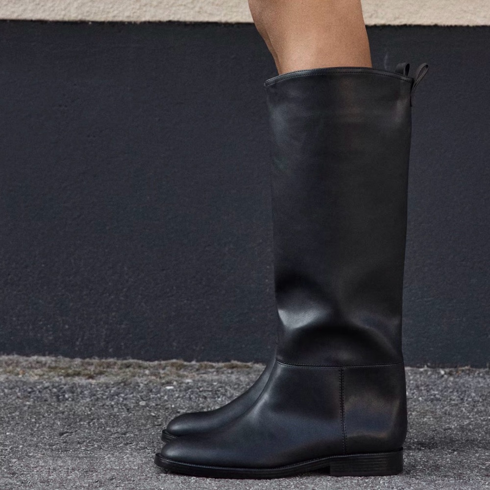 H&M Black Leather Over the Knee Boots